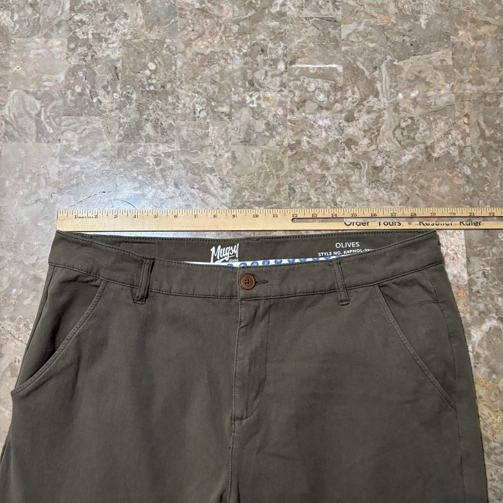 Mugsy Pants Mens 38x34 Green Olives Chino Soft Cotton Blend Office Casual - Picture 7 of 10